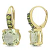 Mimi & Max 12 3/8ct Tgw Green Quartz Peridot Leverback Earrings In Yellow Sterling Silver With Black Rhodium In Green