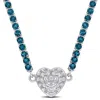 Mimi & Max 12 7/8ct Tgw Peridot Created White Sapphire Heart Necklace Sterling Silver