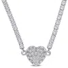 Mimi & Max 12 7/8ct Tgw Peridot Created White Sapphire Heart Necklace Sterling Silver
