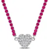 Mimi & Max 12 7/8ct Tgw Peridot Created White Sapphire Heart Necklace Sterling Silver