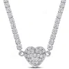 Mimi & Max 12 7/8ct Tgw Peridot Created White Sapphire Heart Necklace Sterling Silver