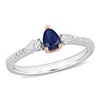 Mimi & Max 1/2 Ct Tgw Pear Shape Sapphire And 1/4 Ct Tw Diamond 3-stone Ring In 2-tone 14k White & Rose Gold In Multi