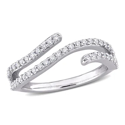 Mimi & Max 1/2ct Dew Created Moissanite Double Curved Ring In Sterling Silver In Metallic
