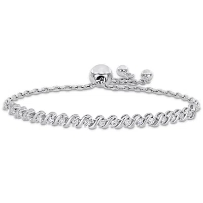 Mimi & Max 1/2ct Dew Created Moissanite S Link Adjustable Bolo Bracelet In Sterling Silver