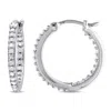 Mimi & Max 1/2ct Tdw Diamond Inside Outside Hoop Earrings In Sterling Silver In White