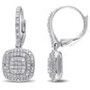 Mimi & Max 1/2ct Tdw Diamond Layered Halo Leverback Earrings In Sterling Silver In White