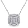 Mimi & Max 1/2ct Tdw Diamond Layered Halo Pendant With Chain In Sterling Silver In White