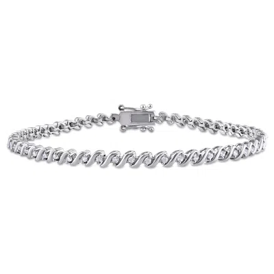 Mimi & Max 1/2ct Tdw Diamond S-shape Tennis Bracelet In Sterling Silver In White