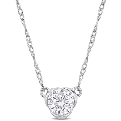 Mimi & Max 1/2ct Tdw Diamond Solitaire Necklace 14k White Gold - 17 In. In Silver