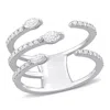 Mimi & Max 1/2ct Tdw Marquise And Round-cut Diamond Three-row Ring In 14k White Gold In Silver