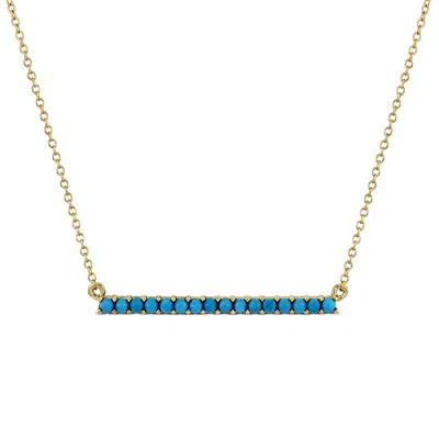 Mimi & Max 1/2ct Tgw Composite Blue Turquoise Bar Necklace In Yellow Silver-18 In + 2 Ext.