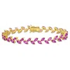 Mimi & Max 12ct Tgw Created Pink Sapphire Leaf Bracelet In Yellow Silver-7.25 In In Pink