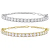 Mimi & Max 12ct Tgw Created White Sapphire Semi Tennis Bracelet 2-piece Set White & Yellow Silver In Multi