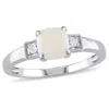 Mimi & Max 1/2ct Tgw Cushion-cut Opal And Diamond Accent Ring In Sterling Silver In Silver