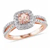 Mimi & Max 1/2ct Tgw Morganite 1/2ct Tw Diamond Halo Engagement Ring 14k Rose Gold In Pink