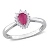 Mimi & Max 1/2ct Tgw Pear Ruby 1/8ct Tw Diamond Halo Ring 14k White Gold In Pink