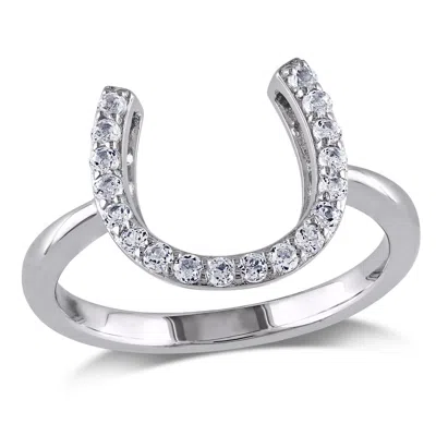 Mimi & Max 1/2ct Tgw White Topaz Horseshoe Ring In Sterling Silver