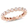 Mimi & Max 1/2ct Tw Bezel-set Diamond Scalloped Eternity Ring 14k Rose Gold In Pink