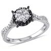 Mimi & Max 1/2ct Tw Black And White Halo Diamond Engagement Ring 10k White Gold In Black