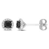 Mimi & Max 1/2ct Tw Black And White Halo Diamond Stud Earrings In Sterling Silver In Black