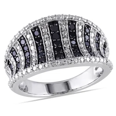 Mimi & Max 1/2ct Tw Black Diamond Pave Cocktail Ring Sterling Silver In Metallic