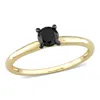 Mimi & Max 1/2ct Tw Black Diamond Solitaire Engagement Ring 14k Yellow Gold In Black