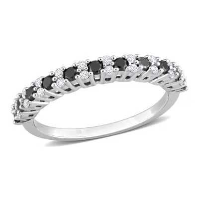 Mimi & Max 1/2ct Tw Black White Diamond Anniversary Band 14k White Gold