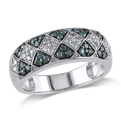 Mimi & Max 1/2ct Tw Blue And White Diamond Ring Sterling Silver In Multi