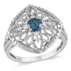 Mimi & Max 1/2ct Tw Blue And White Diamond Vintage Ring 10k White Gold In Blue