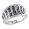 Mimi & Max 1/2ct Tw Blue Diamond Multi-row Concave Cocktail Ring Sterling Silver In Blue