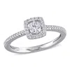 Mimi & Max 1/2ct Tw Cushion-cut Diamond Floating Halo Engagement Ring 14k White Gold In White