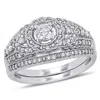Mimi & Max 1/2ct Tw Diamond Cluster Bridal Set 10k White Gold In White