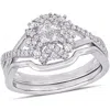 Mimi & Max 1/2ct Tw Diamond Criss Cross Bridal Ring Set Sterling Silver In White