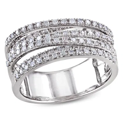 Mimi & Max 1/2ct Tw Diamond Crossover Ring Sterling Silver In White