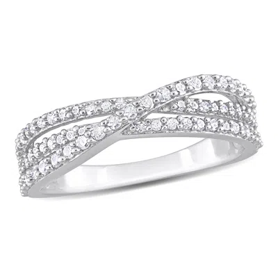 Mimi & Max 1/2ct Tw Diamond Crossover Ring Sterling Silver In White