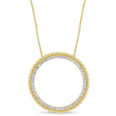 Mimi & Max 1/2ct Tw Diamond Double Circle Necklace 14k Yellow Gold In Silver