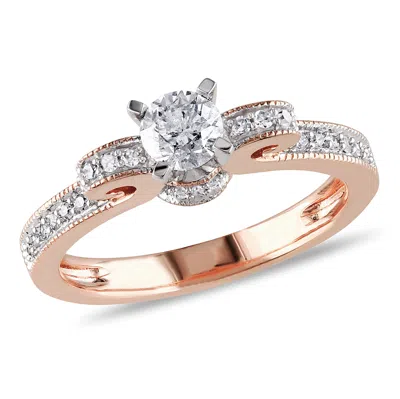 Mimi & Max 1/2ct Tw Diamond Engagement Ring 14k Rose Gold In White