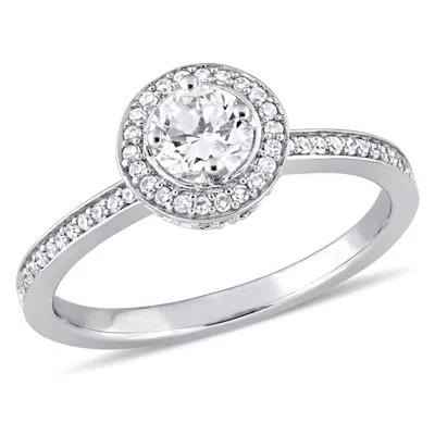 Mimi & Max 1/2ct Tw Diamond Halo Engagement Ring 14k White Gold