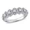 Mimi & Max 1/2ct Tw Diamond Halo Semi-eternity Ring 10k White Gold In White