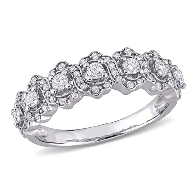 Mimi & Max 1/2ct Tw Diamond Halo Semi-eternity Ring 10k White Gold