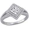 Mimi & Max 1/2ct Tw Diamond Halo Split Shank Ring Sterling Silver In White
