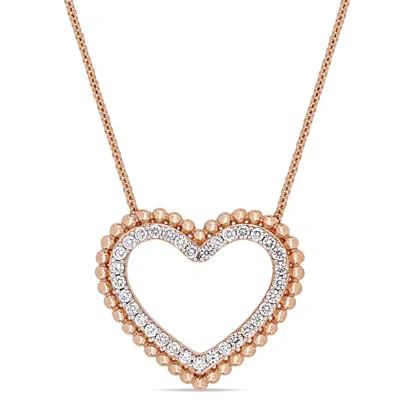Mimi & Max 1/2ct Tw Diamond Heart Necklace 14k Rose Gold In White