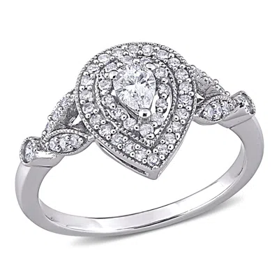 Mimi & Max 1/2ct Tw Diamond Pear Shape Engagement Ring 10k White Gold