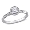 Mimi & Max 1/2ct Tw Diamond Twist Halo Ring 10k White Gold In White