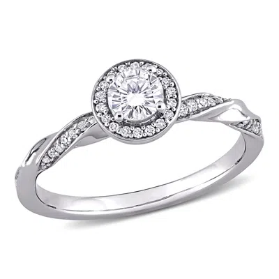 Mimi & Max 1/2ct Tw Diamond Twist Halo Ring 10k White Gold In Silver
