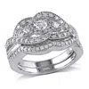 Mimi & Max 1/2ct Tw Diamond Twist Split Shank Bridal Set Sterling Silver In White