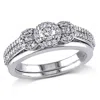 Mimi & Max 1/2ct Tw Halo 3-stone Diamond Bridal Set 10k White Gold In White