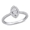 Mimi & Max 1/2ct Tw Marquise-cut Diamond Floating Halo Engagement Ring 14k White Gold In White