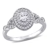 Mimi & Max 1/2ct Tw Oval Round Diamond Double Halo Ring 14k White Gold In White