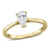 Mimi & Max 1/2ct Tw Pear-shape Lab-grown Diamond Solitaire Engagement Ring With Side Accents In Sterling Silver In Gold